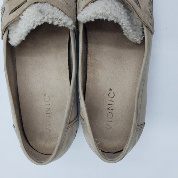 Vionic Cheryl Platform Penny Loafer Flats 9.5 Womens Shearling Slip On Tan - Picture 7 of 15